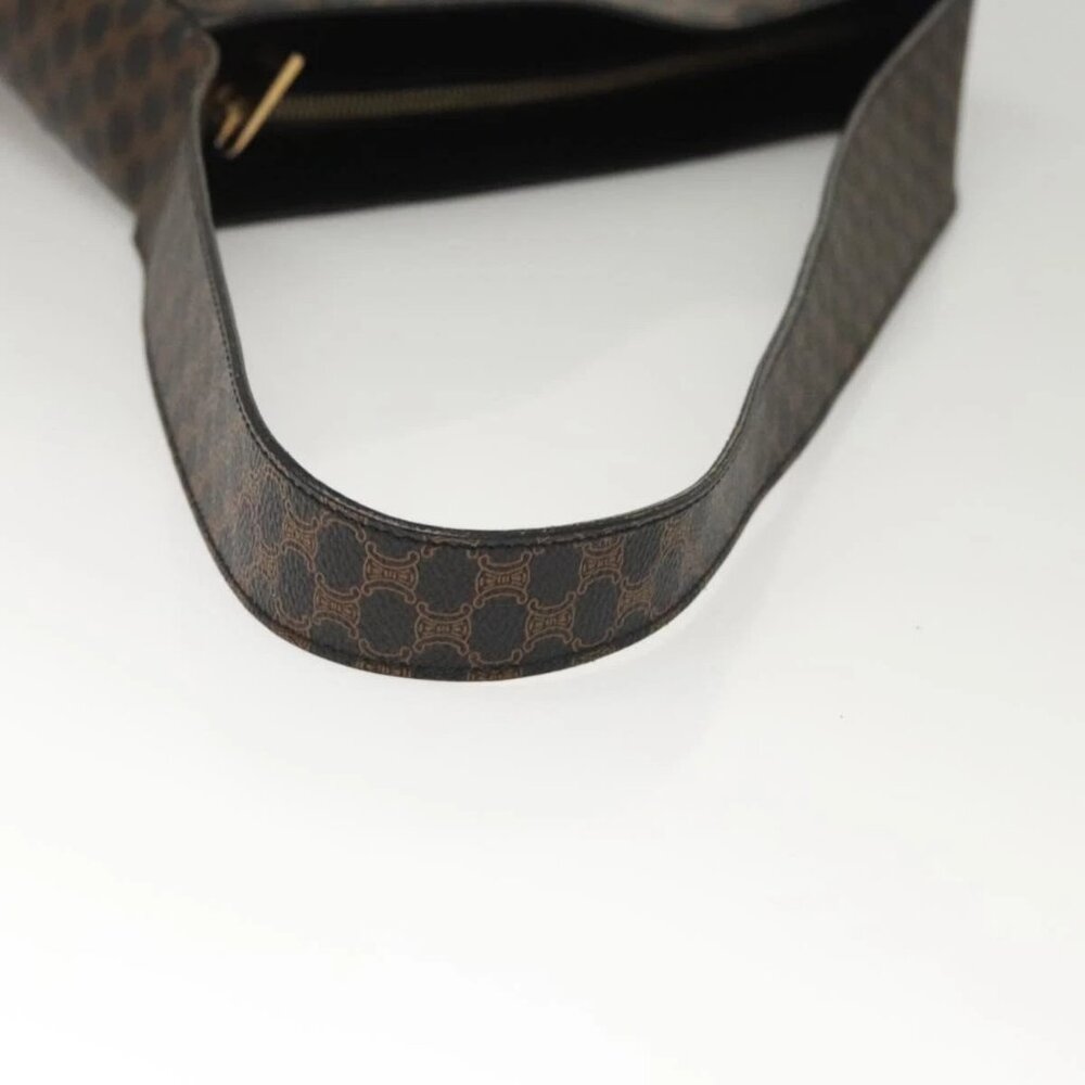 CELINE Macadam Canvas Shoulder Bag PVC Leather Black Gold Auth 119071 - Picture 8 of 16